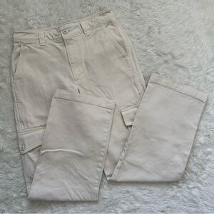 Aritzia Tna Pants Troop Cargo Pant Mid-Rise Utility 100% Cotton Cream Sz 4
